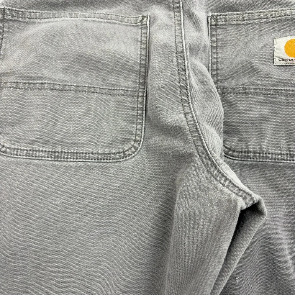 Carhartt Carpenter Pants Mens 34x32 Gray Canvas Relaxed Fit Utility Workwear
